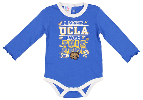 Knights Apparel NCAA UCLA Infant/Toddler Bodysuit Cap Long Sleeve Cotton Crew Neck W/ Back Placket, Trb/Wht/Dep