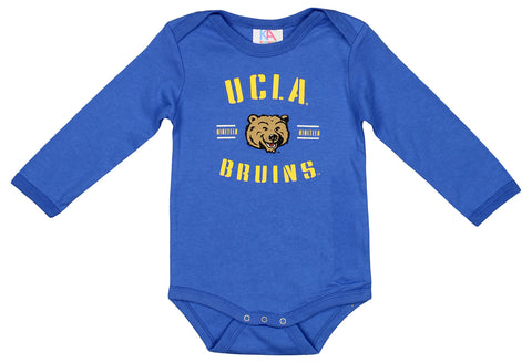 Knights Apparel NCAA UCLA Infant/Toddler Bodysuit Long Sleeve & Short Sleeve Cotton Lapped Shoulder, Trb/Wht