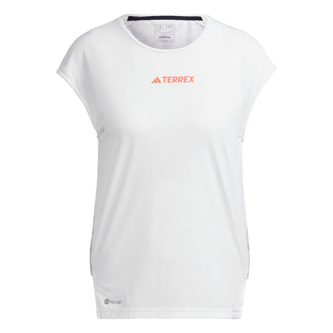adidas Women's Terrex Agravic Pro Trail Running Top Short Sleeve T-Shirt, White/Grey
