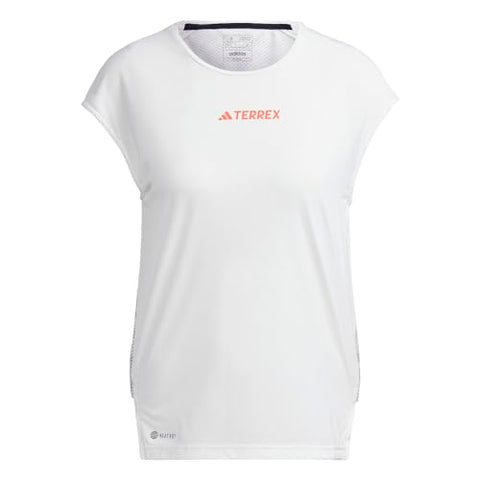 adidas Women's Terrex Agravic Pro Trail Running Top Short Sleeve T-Shirt, White/Grey