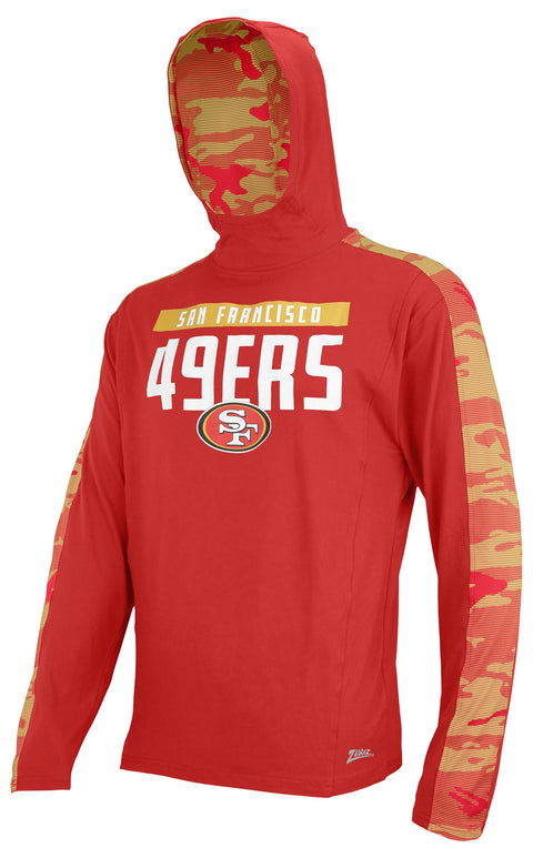 Zubaz NFL Los Angeles Rams Solid Rams Blue Elevated Lw Hoodie W/ Rams Camo Lines Accent