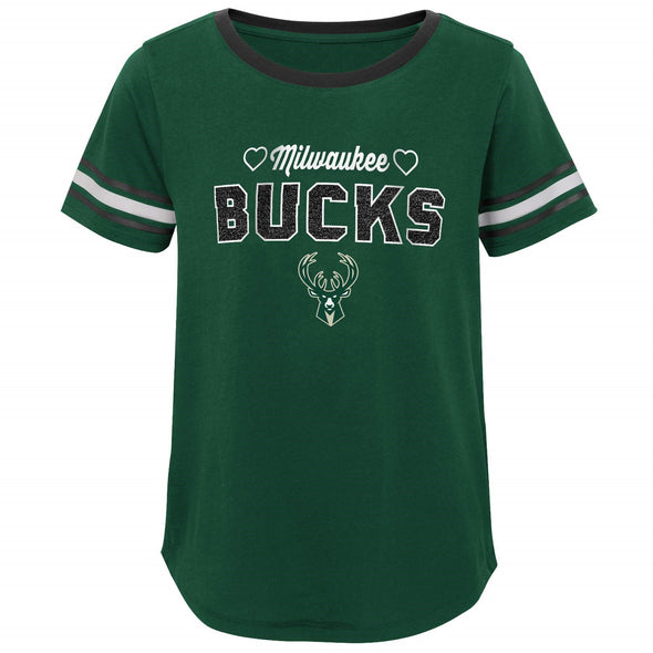 Outerstuff NBA Youth Girls (4-16) Milwaukee Bucks Stripped Short Sleeve T-Shirt