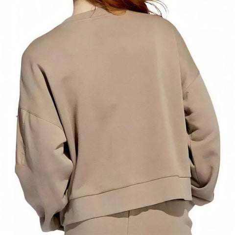 Adidas Women's Lite Novelty Crew Sweatshirt, Chalky Brown