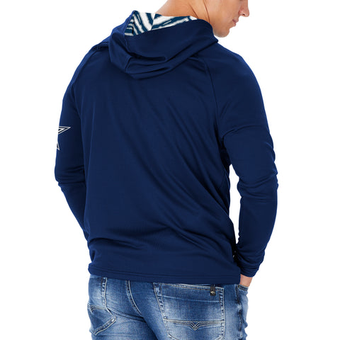 Zubaz NFL Men's Light Weight Team Color Hoodie With 3 Tone Zebra Lined Hood, Great Play Logo, Dallas Cowboys
