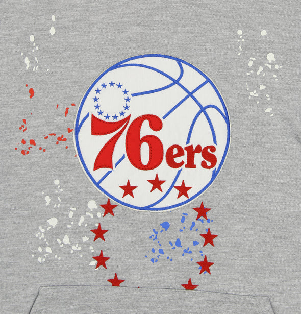 FISLL NBA Men's Philadelphia 76ers Pullover Hoodie with Paint Splatter Logo