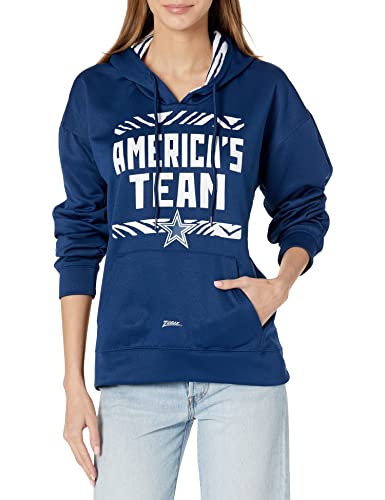 Zubaz NFL Women's Dallas Cowboys Solid Team Color Hoodie with Zebra Details
