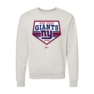 Zubaz NFL New York Giants Unisex Adult Men's & Women's Pullover Fleece Crew Neck Sweatshirt, Z2C Chip Shot, Oatmeal Heather