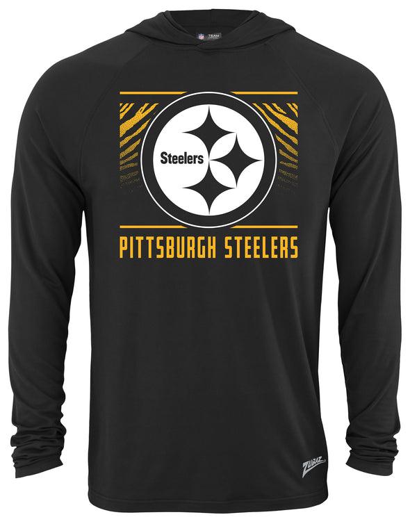 Zubaz NFL Men's Light Weight Team Color Hoodie, Alternate Tunnel Logo, Pittsburgh Steelers