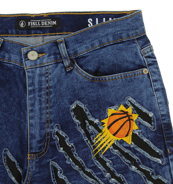 FISLL NBA Men's Phoenix Suns Jeans with Distressed Claw Marks