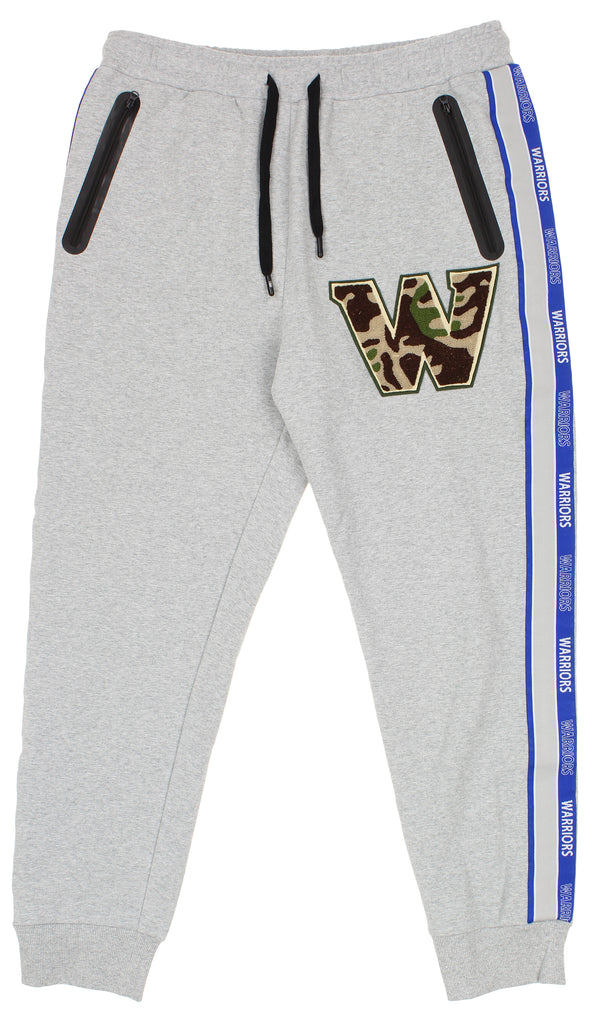 FISLL NBA Men's Golden State Warriors Chenille Applique Jogger, Heather Gray