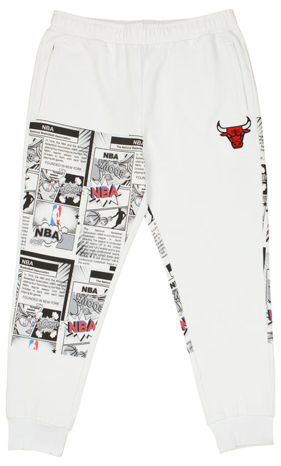 FISLL NBA Men's Chicago Bulls Comic Book Jogger, White