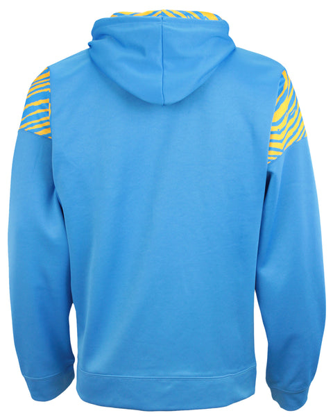 Zubaz NFL Men's Los Angeles Chargers Zebra Print Solid Team Color Fleece Full Zip Hoodie