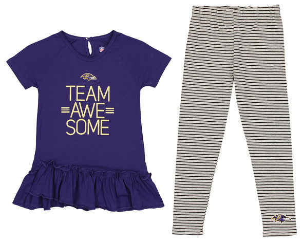 Outerstuff NFL Little Girls (4-6X) Baltimore Ravens Team Awesome Dress Top & Bottom Set