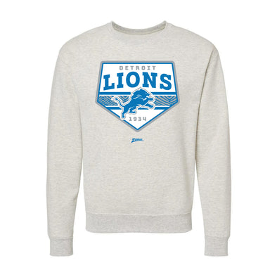 Zubaz NFL Detroit Lions Unisex Adult Men's & Women's Pullover Fleece Crew Neck Sweatshirt, Z2C Chip Shot, Oatmeal Heather