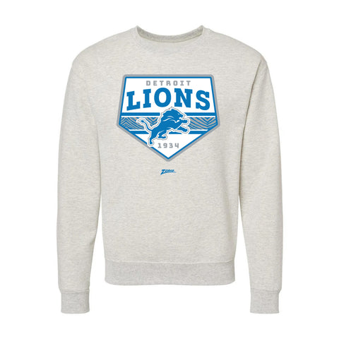 Zubaz NFL Detroit Lions Unisex Adult Men's & Women's Pullover Fleece Crew Neck Sweatshirt, Z2C Chip Shot, Oatmeal Heather