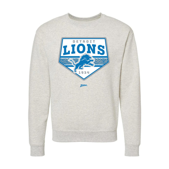 Zubaz NFL Detroit Lions Unisex Adult Men's & Women's Pullover Fleece Crew Neck Sweatshirt, Z2C Chip Shot, Oatmeal Heather