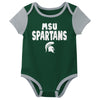 Outerstuff NCAA Infant Unisex Michigan State Spartans Variety 3-Pack Bodysuit Set