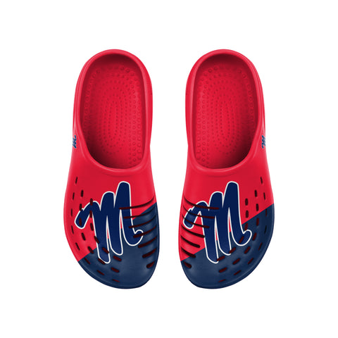 FOCO NCAA Men's Ole Miss Rebels 2023 Colorblock Big Logo Clogs