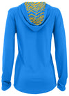 Zubaz NFL Women's Light Weight Team Color Hoodie 2 Tone Zebra Liner, Retro 3 Point Logo, LA Chargers