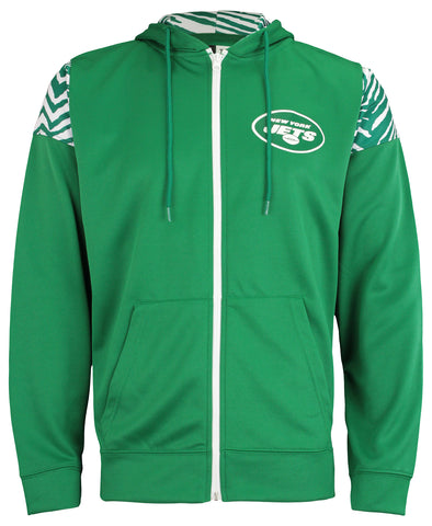 Zubaz NFL Men's New York Jets Solid Full Zip Fleece Hoodie With Zebra Print