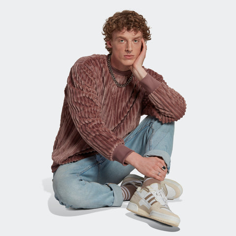 adidas Originals Men's Ribbed Velvet Crew Sweatshirt, Wonder Oxide