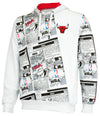 FISLL NBA Men's Chicago Bulls Comic Book Newspaper Print Hoodie, White