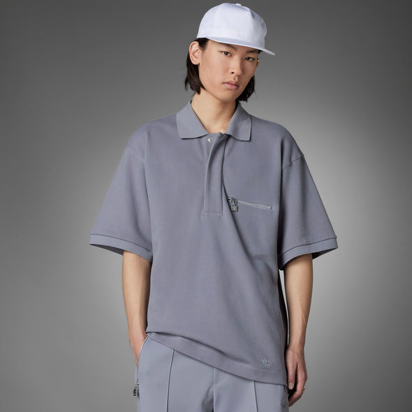 Adidas Originals Men's Blue Version Tie-Break Polo Shirt, Grey