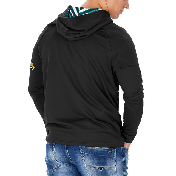 Zubaz NFL Men's Light Weight Team Color Hoodie With 3 Tone Zebra Lined Hood, Great Play Logo, Jacksonville Jaguars