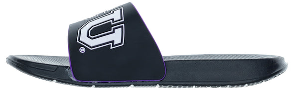 FOCO NCAA Men's TCU Horned Frogs Cropped Big Logo Raised Slides