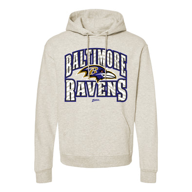 Zubaz NFL Baltimore Ravens  Unisex Pullover Fleece Hoodie for Adult Men and Women, Z2T Kickoff, Oatmeal Heather