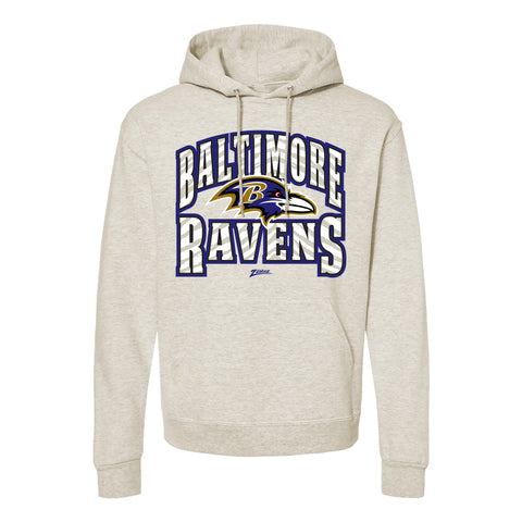 Zubaz NFL Baltimore Ravens  Unisex Pullover Fleece Hoodie for Adult Men and Women, Z2T Kickoff, Oatmeal Heather