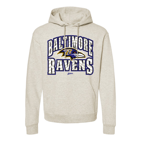 Zubaz NFL Baltimore Ravens  Unisex Pullover Fleece Hoodie for Adult Men and Women, Z2T Kickoff, Oatmeal Heather