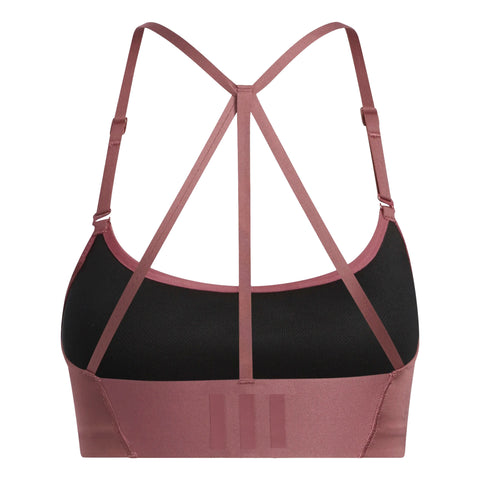 Adidas Women's Yoga Studio Light-Support 3-Stripes Bra, Light Quiet Crimson/Black