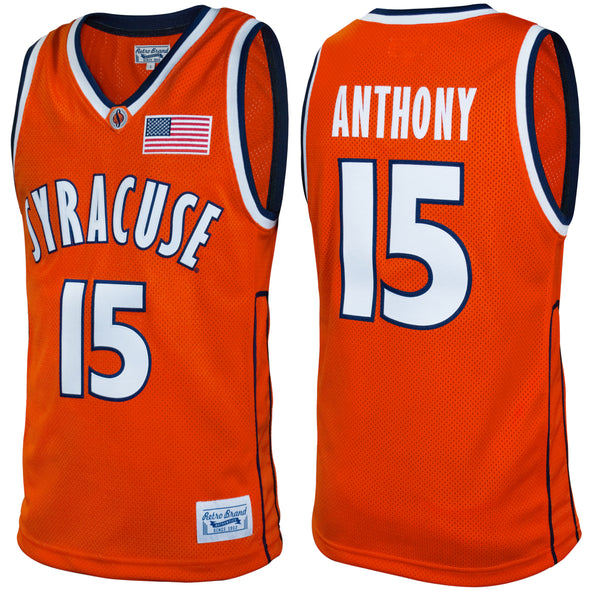 Original Retro Brand NCAA Men's Syracuse Orange #15 Carmelo Anthony Tackle Twill Jersey, Orange