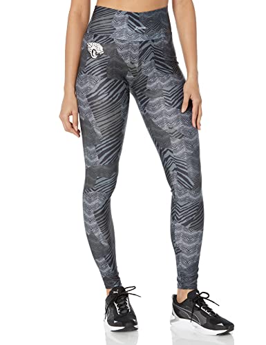 Zubaz Women's Jacksonville Jaguars Tonal Black Patchwork Zebra Legging