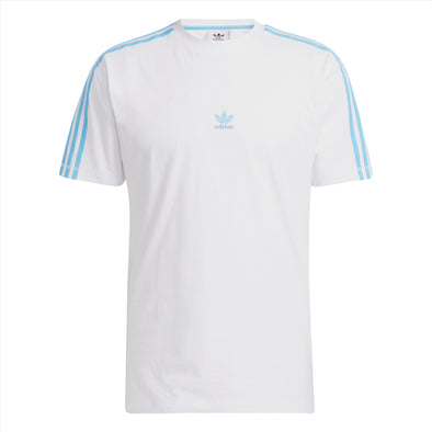 Adidas Originals Men's Blocked 3-Stripes Tee, White/Sky Rush