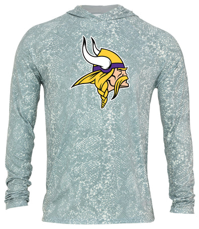 Zubaz NFL Men's Light Weight All Over Post Gray Tonal Hoodie, With Primary Logo, Minnesota Vikings