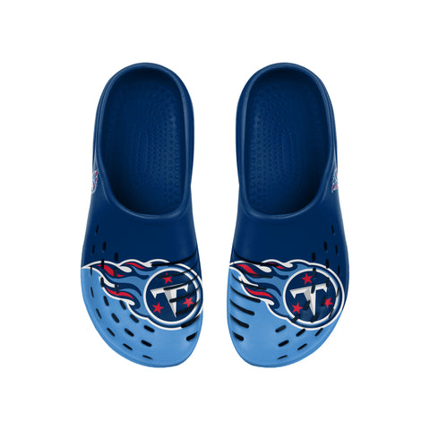 FOCO NFL Men's Tennessee Titans 2023 Colorblock Big Logo Clogs