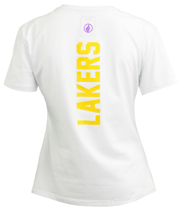 FISLL NBA Women's Los Angeles Lakers Stack Blockprint Tee, White