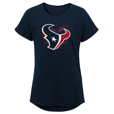 Outerstuff NFL Youth Girls Houston Texans Sonic Heart Short Sleeve Dolman T-Shirt