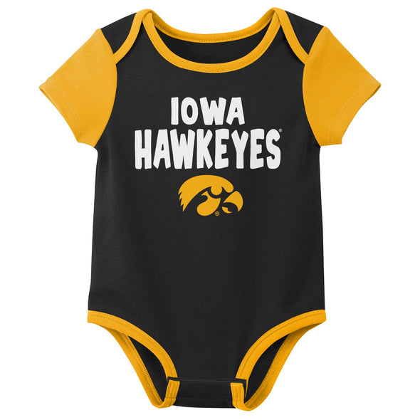 Outerstuff NCAA Infant Unisex Iowa Hawkeyes Variety 3-Pack Bodysuit Set