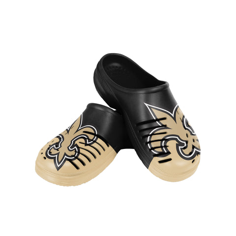 FOCO NFL Men's New Orleans Saints 2023 Colorblock Big Logo Clogs
