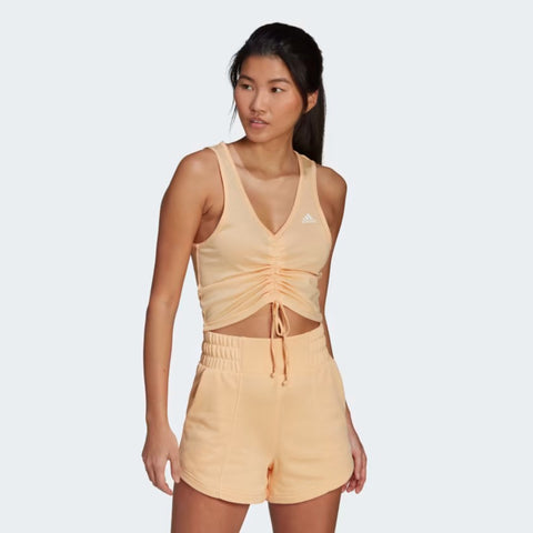 Adidas Women's Hyperglam Aeroready Crop Tank Top, Pulse Amber
