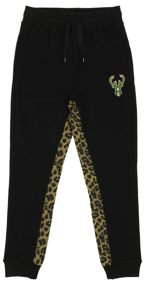 FISLL NBA Women's Milwaukee Bucks Leopard Print Jogger Pants