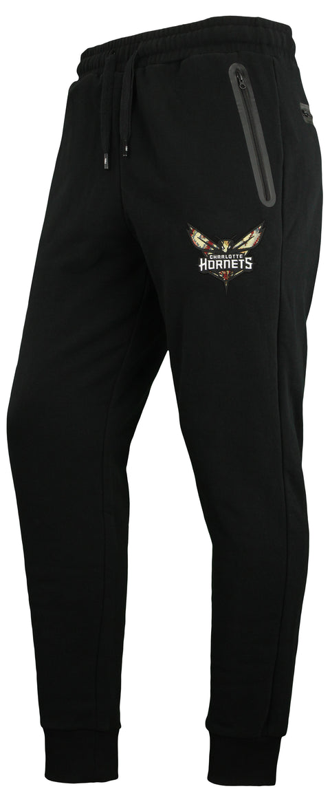 FISLL NBA Men's Charlotte Hornets Moroccan Detail Jogger, Black