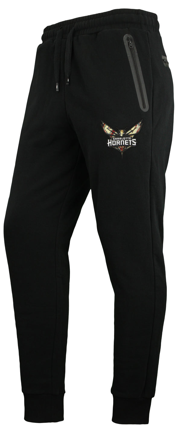 FISLL NBA Men's Charlotte Hornets Moroccan Detail Jogger, Black