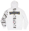 FISLL NBA Men's Golden State Warriors Comic Book Newspaper Print Hoodie, White