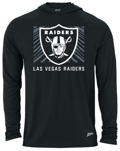 Zubaz NFL Men's Light Weight Black Body Hoodie, Gray Tunnel Logo, Las Vegas Raiders