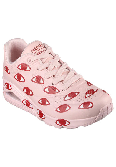 Skechers Women's UNO- Many Eyes Sneaker, Pink/Red