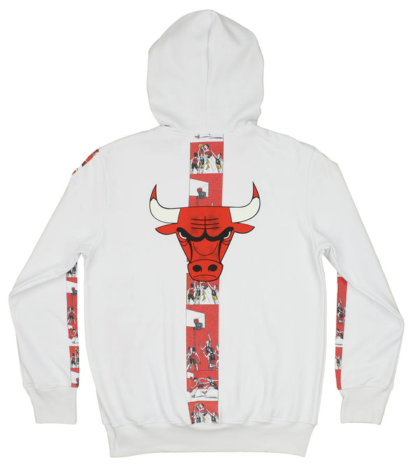 FISLL NBA Men's Chicago Bulls Graphic Stripe Hoodie, White